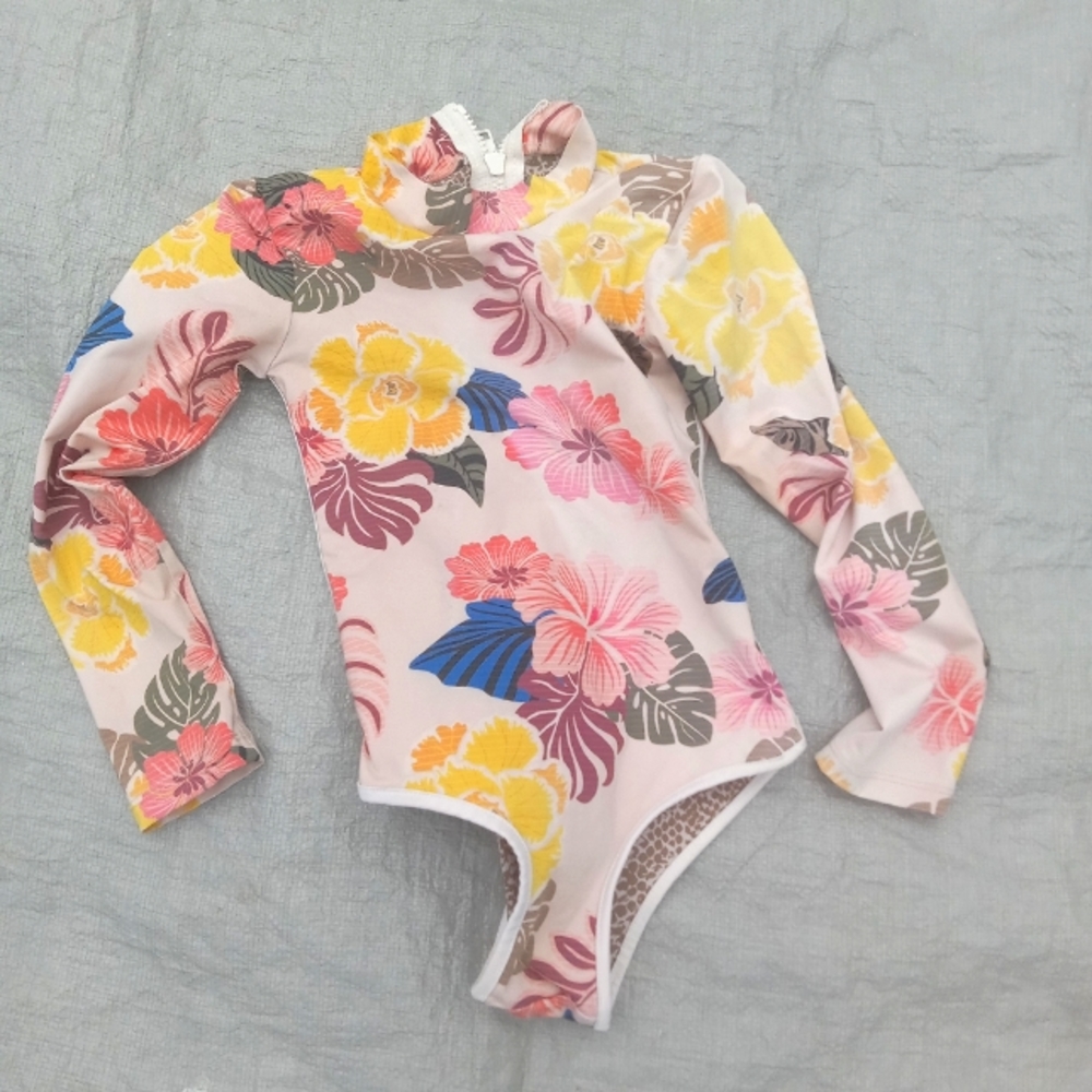 Acacia swimsuit, swimwear. Rare hibiscus multi colored